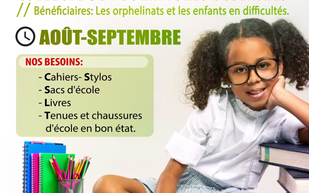 Collecte de fournitures scolaires pour la rentrée des classes 2023 – 2024